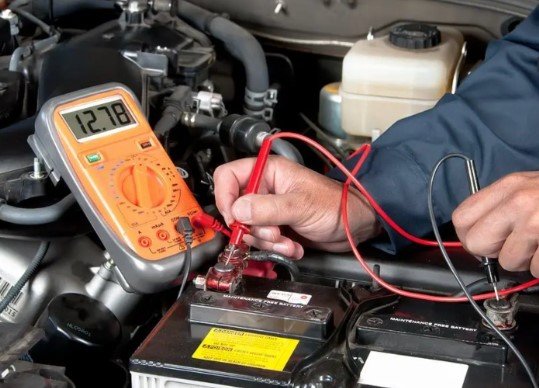 Testing a vehicle's electrical system and battery with a multimeter